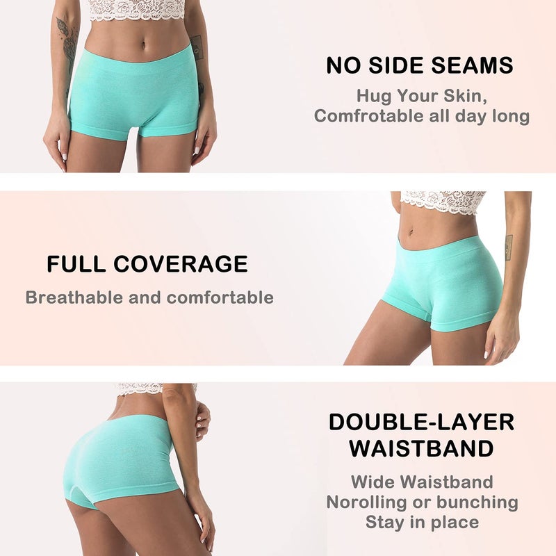 DEEP TOUCH Womenâ€™s Boyshort Underwear Seamless Panties Stretch Boxer Panty Breathable No Show Boxer Briefs 5 Pack - Image 2